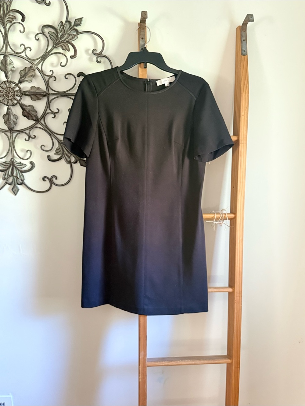 Classic Black Short-Sleeve Shift Dress